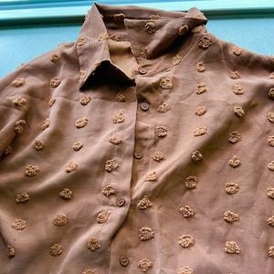 Frilly oversized button-down blouse